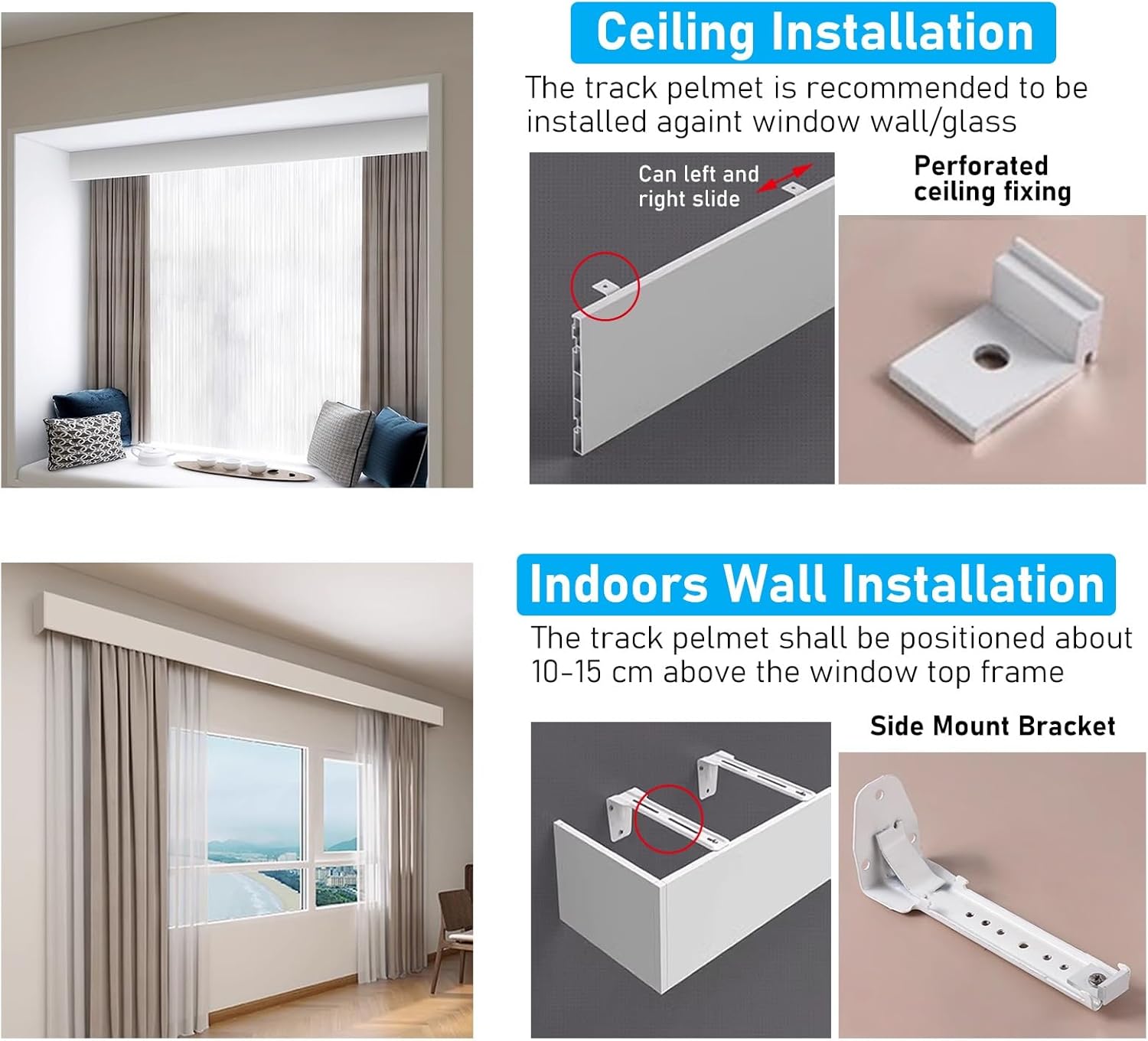 Heavy Duty Aluminum Curtain Cornice Boards - 9.8ft Pelmet Panel for Wall/Ceiling Mount, Stylish Cassette Box Cover for Bedroom & Living Room Decor, Durable Home Window Treatment