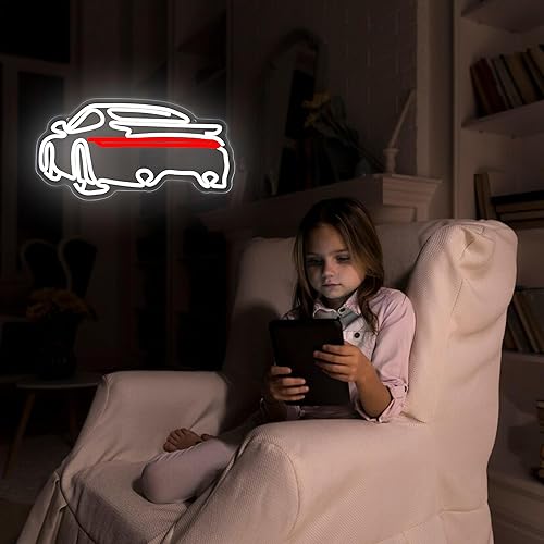 Miniatura 3 de Letreros de neón de automóvil deportivo para decoración de pared, luz de neón regulable para garaje, letreros de automóvil alimentados por USB para