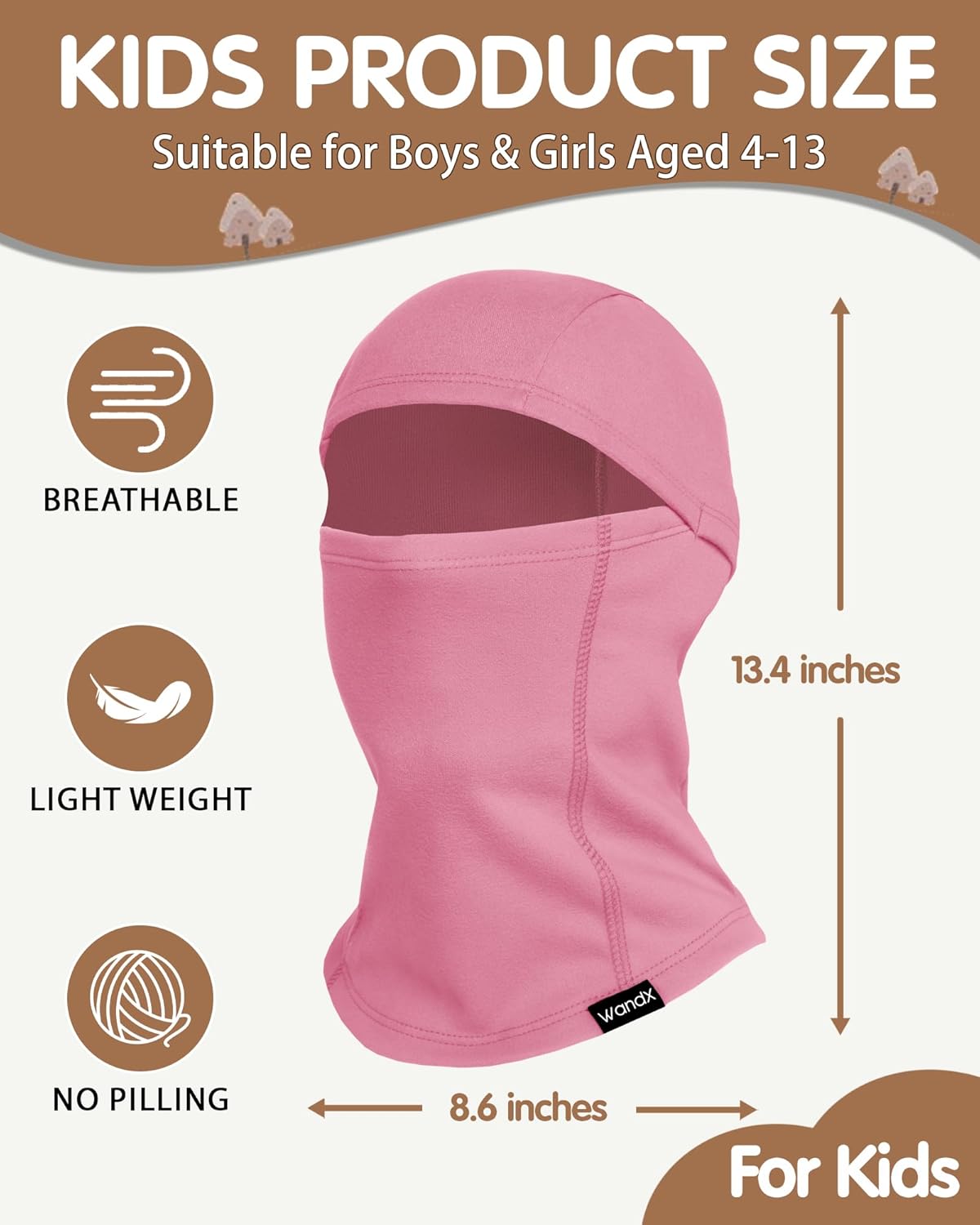 Wandx Kids Balaclava Ski Mask Windproof Warm Fleece Gaiter Face Cover Cold Weather Full Face Mask for Boys Girls - Image 5