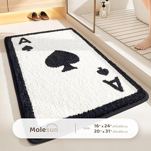 Miniatura 2 de Alfombra de baño de póquer, divertida, as de picas, extra suave y absorbente, lavable a máquina, antideslizante para bañera, ducha y baño, color