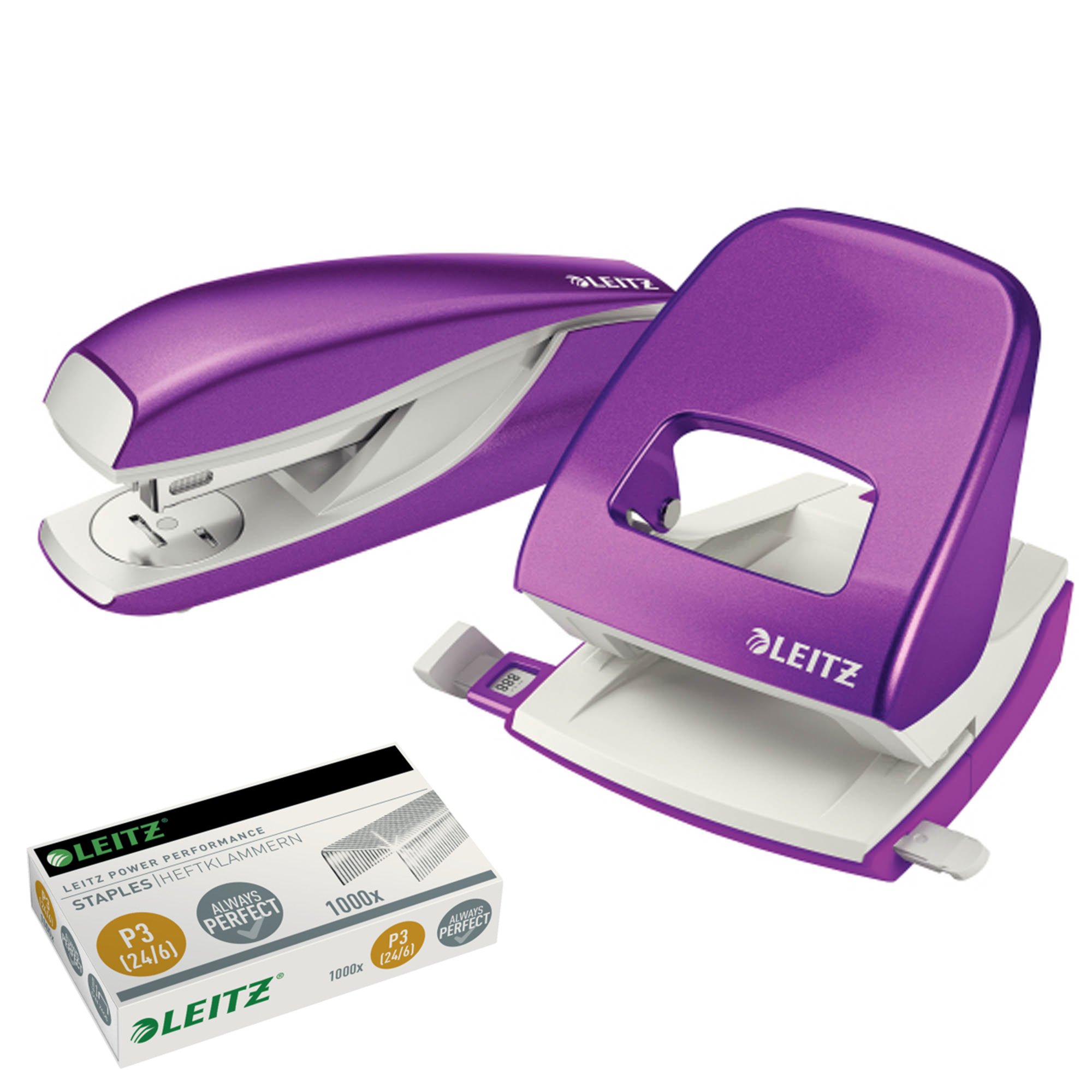 Leitz 5008 NeXXt Series Bürolocher, Metall, bis zu 30 Blatt (Set ? violett)