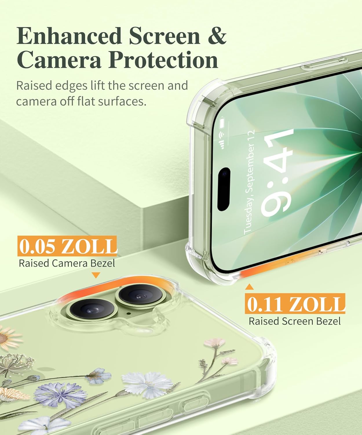 GVIEWIN for iPhone 17 Case, with Screen Protector+Camera Lens Protector, [NonYellowing] Clear Floral Slim Shockproof Protective Hard PC Back Women Phone Case for iPhone 17 6.3", Vibrant Spring - Image 6