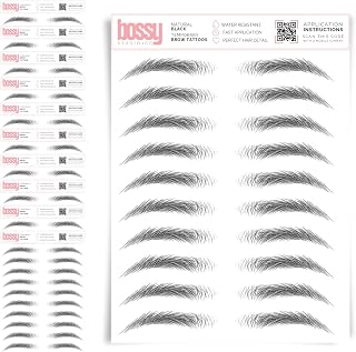 10 Pack Temporary Eyebrow Tattoos Waterproof Eyebrow Stickers, False Tattoos Hair Like Peel Off Instant Transfer Brows For Women And Men | Natural Strokes, Shaping (natural, black)