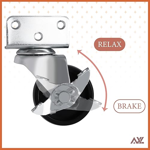 Miniatura 5 de AXL Ruedas laterales en forma de L, ruedas giratorias de 2 pulgadas con cerradura, capacidad de 500 libras para muebles, armarios y camas de bebé