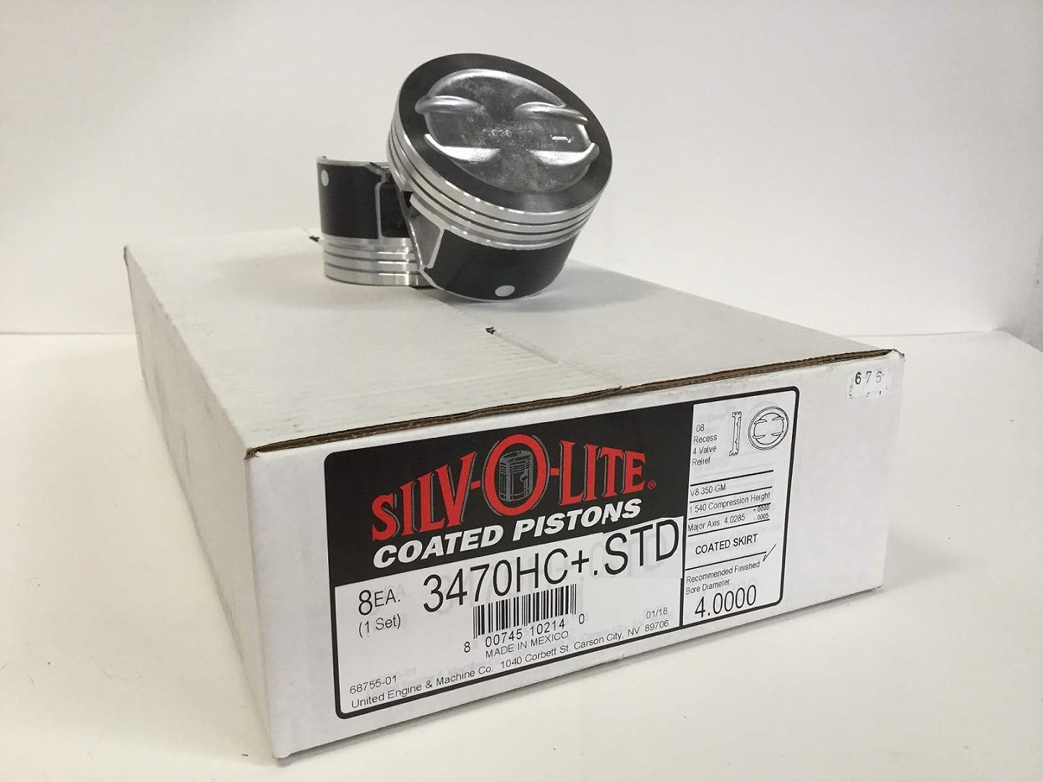 Silvolite Pistons compatible with 1996-01 Chevy 5.7 5.7L 350 Vortec Hypereutectic Coated Skirt Pistons Set of (8) STD 4.00" Bore Diameter