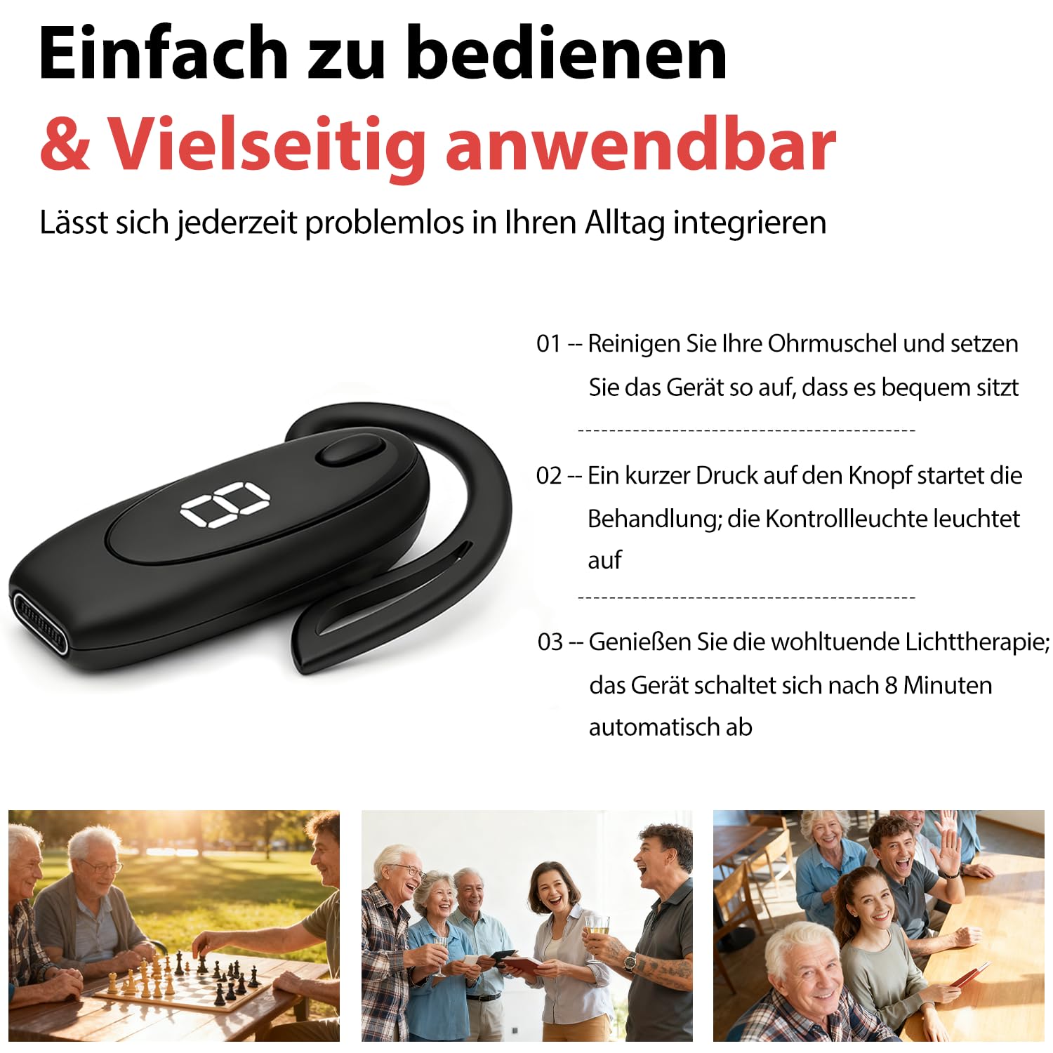 Tinnitus Infrarot Ohrstöpsel – Infrarot Kopfhörer Tinnitus mit 650 nm Wellenlänge verbessern die Mikrozirkulation, Lichttherapie Ohr unterstützt die Tinnitus-Linderung, geeignet für Ohren (Schwarz)