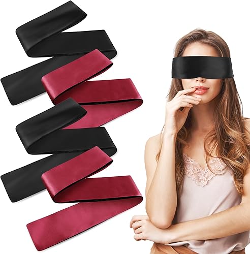 Prasacco 4 máscaras de satén para ojos, vendas suaves para adultos, máscara ajustable para los ojos, para viajes, siesta, noche, para dormir, venda,