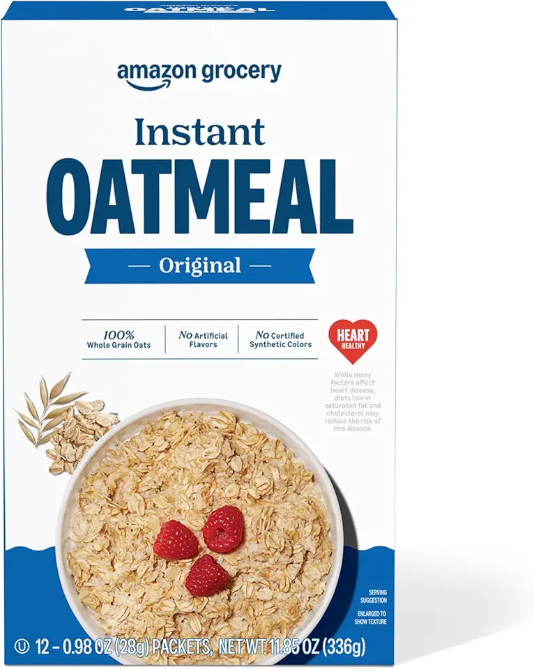 Amazon Grocery, Original Instant Oatmeal, 0.98 Oz, 12 Ct (Previously Happy Belly, Packaging May Vary)