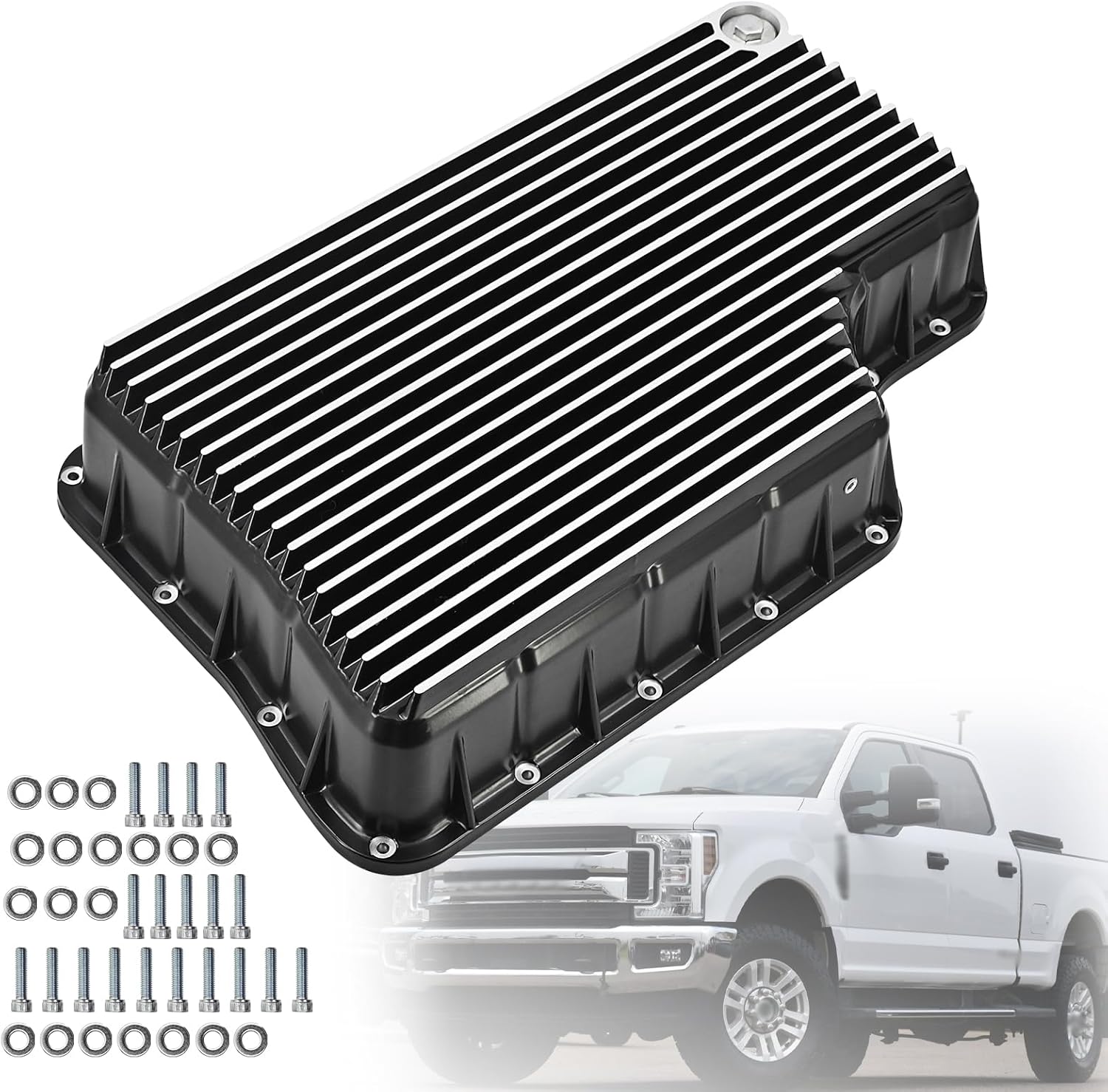 328052010 Heavy Duty 6R140 Transmission Deep Pan(Brushed) Compatible with Ford F250 / F350 / F450 / F550 2011-2019 6.7L with 6R140 Transmission