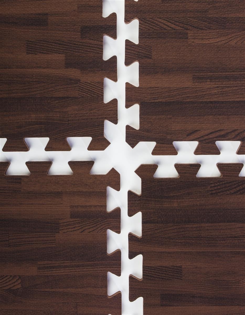 26-pc Wood Grain Interlocking Foam Flooring Mats, 0.5" Thick, 10-ft x 10-ft Display