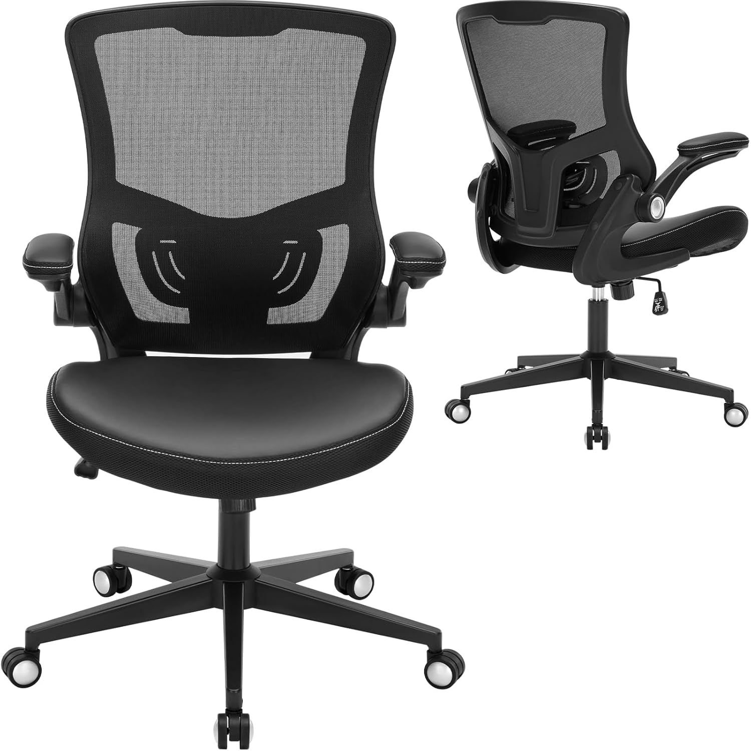 Office Chair Ergonomic Desk Chair 350lbs Comfy Mesh Computer Chair with Adjustable Lumbar Support Flip-up Armrests Executive Rolling