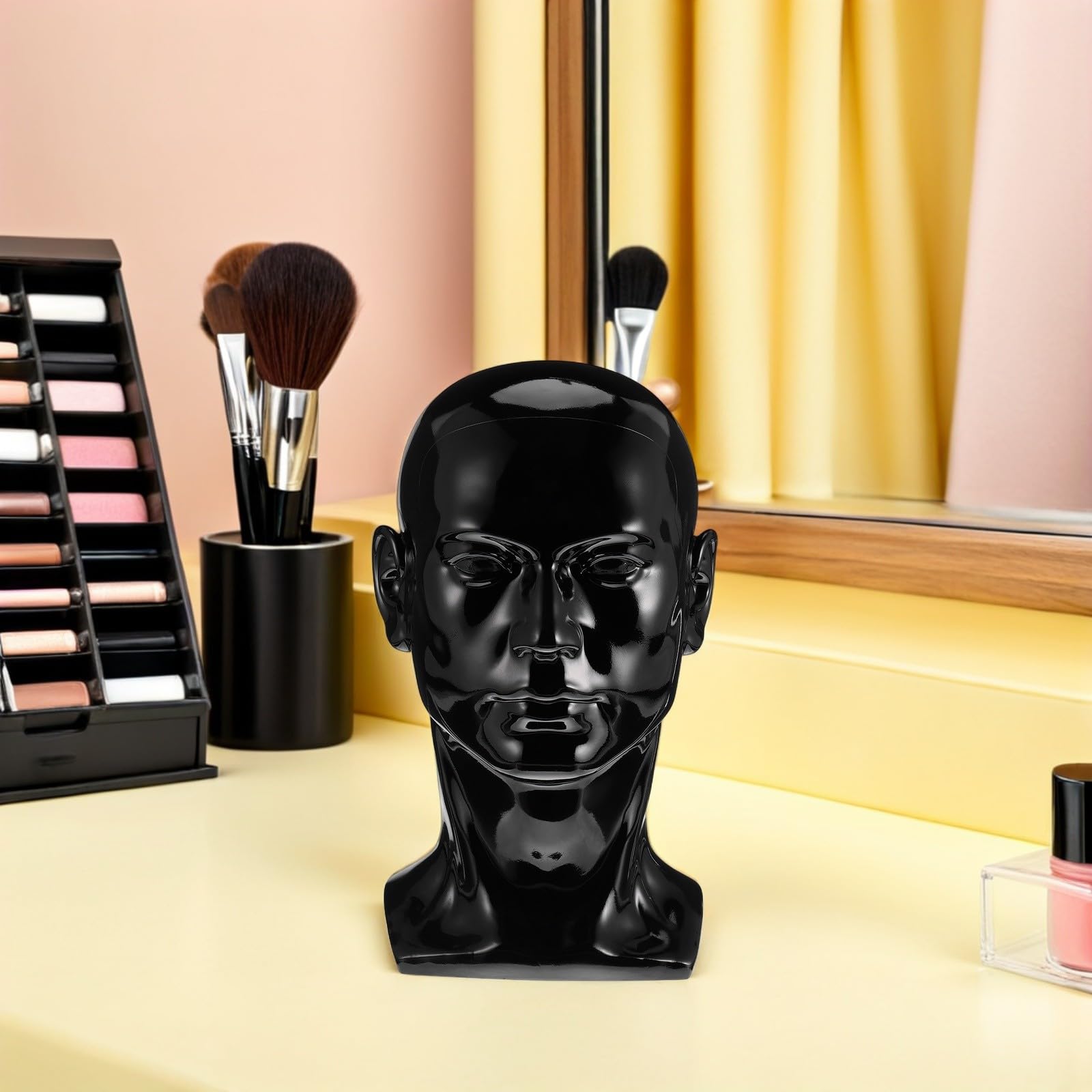Sombrerero de Pvc Diseño Realista y Proporciones Precisas , Portátil Cabeza de Maniquí para Exhibición de Cabello para Salones de Belleza y Práctica de Peluquería