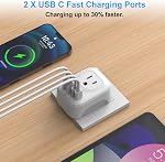 European Travel Plug Adapter, DIWILI International Power Plug with 2 AC Outlets 4 USB Ports(2 USB C), Type C Travel Essentials Charger for Canada to Most of Europe EU Italy Spain France