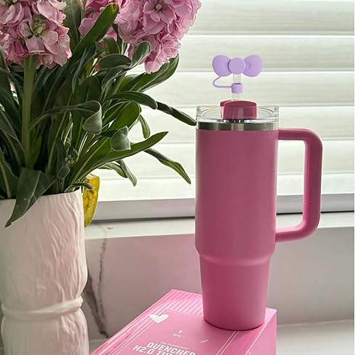 Miniatura 9 de Cubierta de popote para copa Stanley, de 0.394 pulgadas, linda tapa de paja de silicona para vaso Stanley de 30 y 40 onzas, tapas reutilizables para