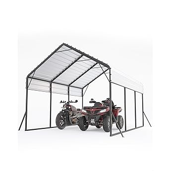 13'x16'x11' Metal Carport, Steel Heavy Duty Car Ports for All-Weather, for Cars, Motorcycles, ATV, or Boats, N.W. 500 Lbs