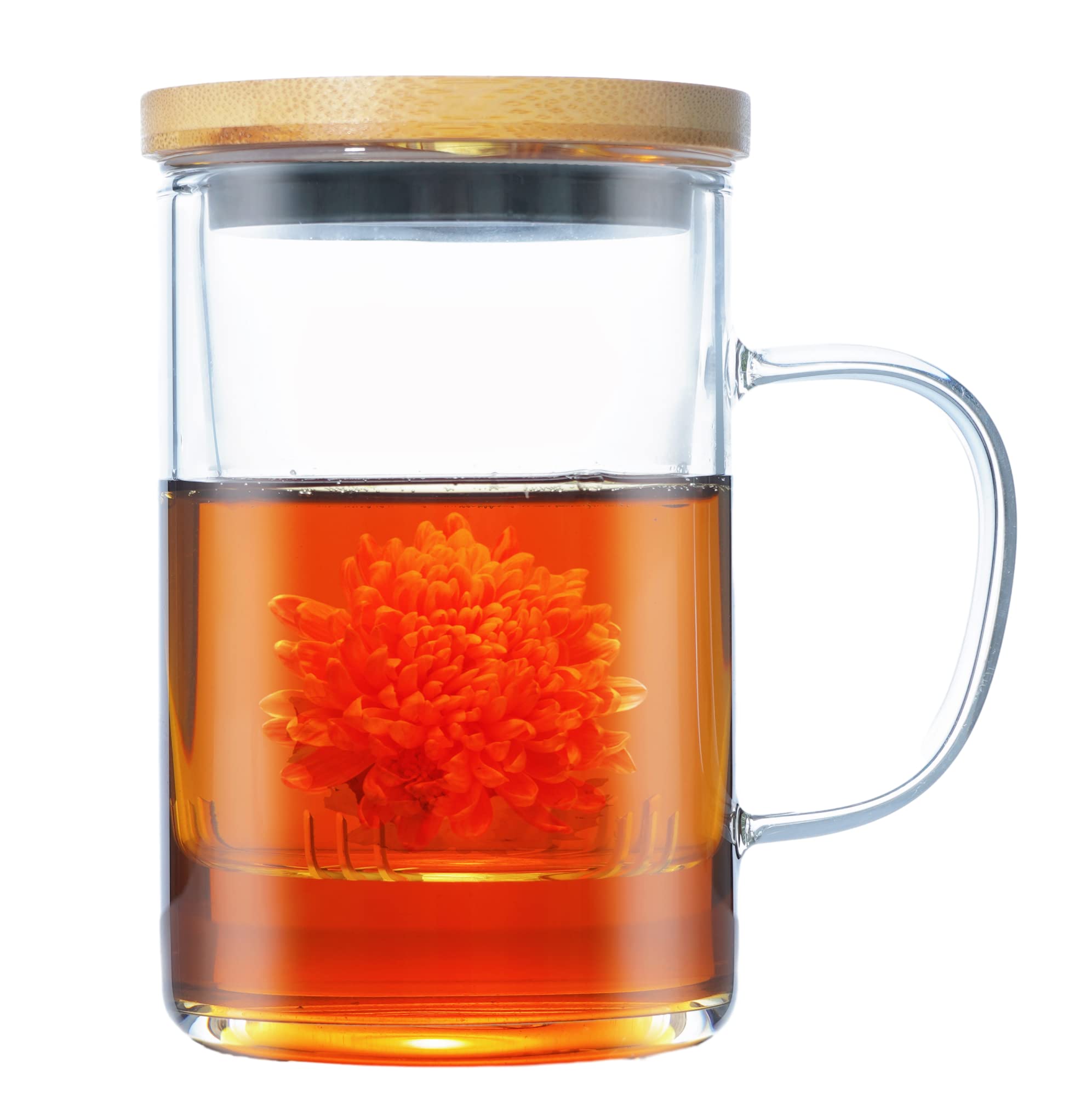 Indulge in Perfectly Steeped Tea with Our Glass Tea Infuser Cup Gift Set - 13.5oz/400ml Glass Teacups with Removable Strainer and Bamboo Lid, Lead-free, Microwave & Dishwasher Safe