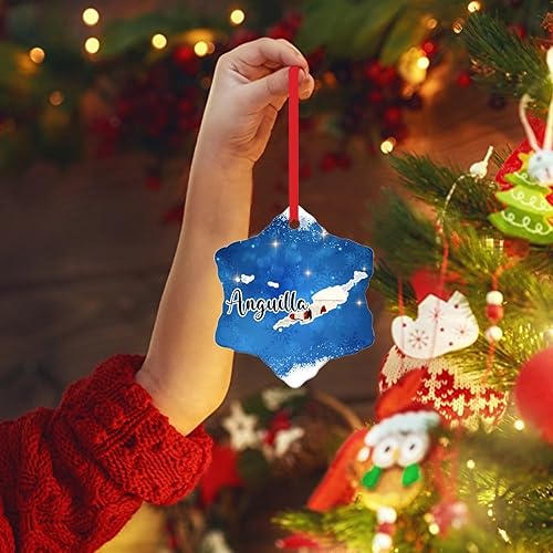 Miniatura 3 de WoGuangis Adorno de Navidad  Adorno de Anguila  Adorno de cerámica de Navidad Anguila Paisaje urbano Adornos de árbol de Navidad, recuerdo del país,