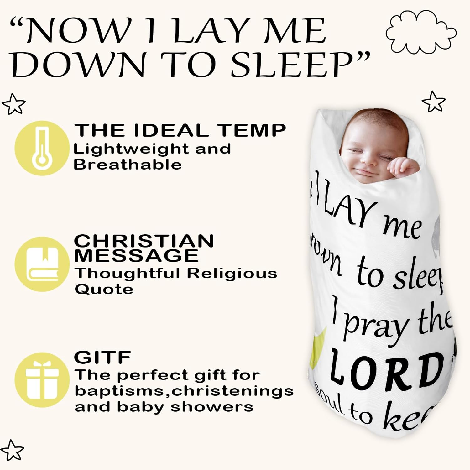 Peryiter Christian Gift for Baby Baptism Plush Baby Blanket with Dotted Backing Scripture Quote Bible Verse Blanket for Newborn Boy Girl Christening Godchild, 30 x 40 Inch - Image 3