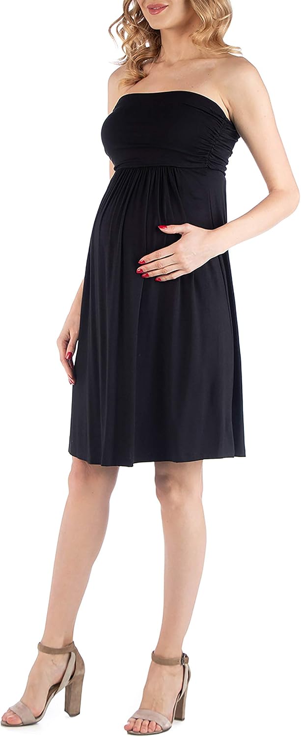 24seven Comfort Apparel Womens Maternity Empire Waist Tube Strapless Beach Mini Dress - Made in USA -Small-3X