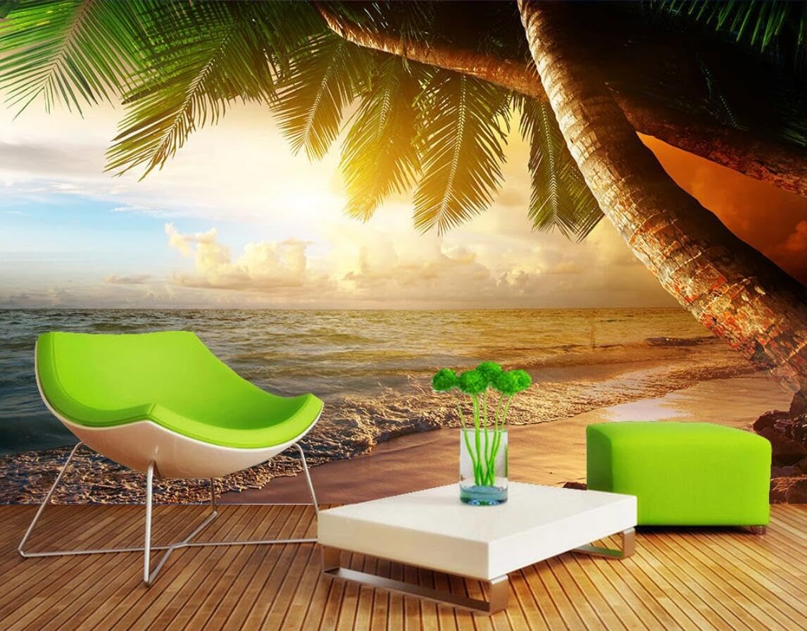 Papier peint panoramique bord de mer pour une chambre parentale évasion plage 3D 350x250cm