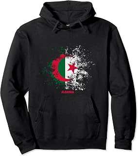 Algerian Watercolor Flag, Vintage Algeria Flag Pullover Hoodie