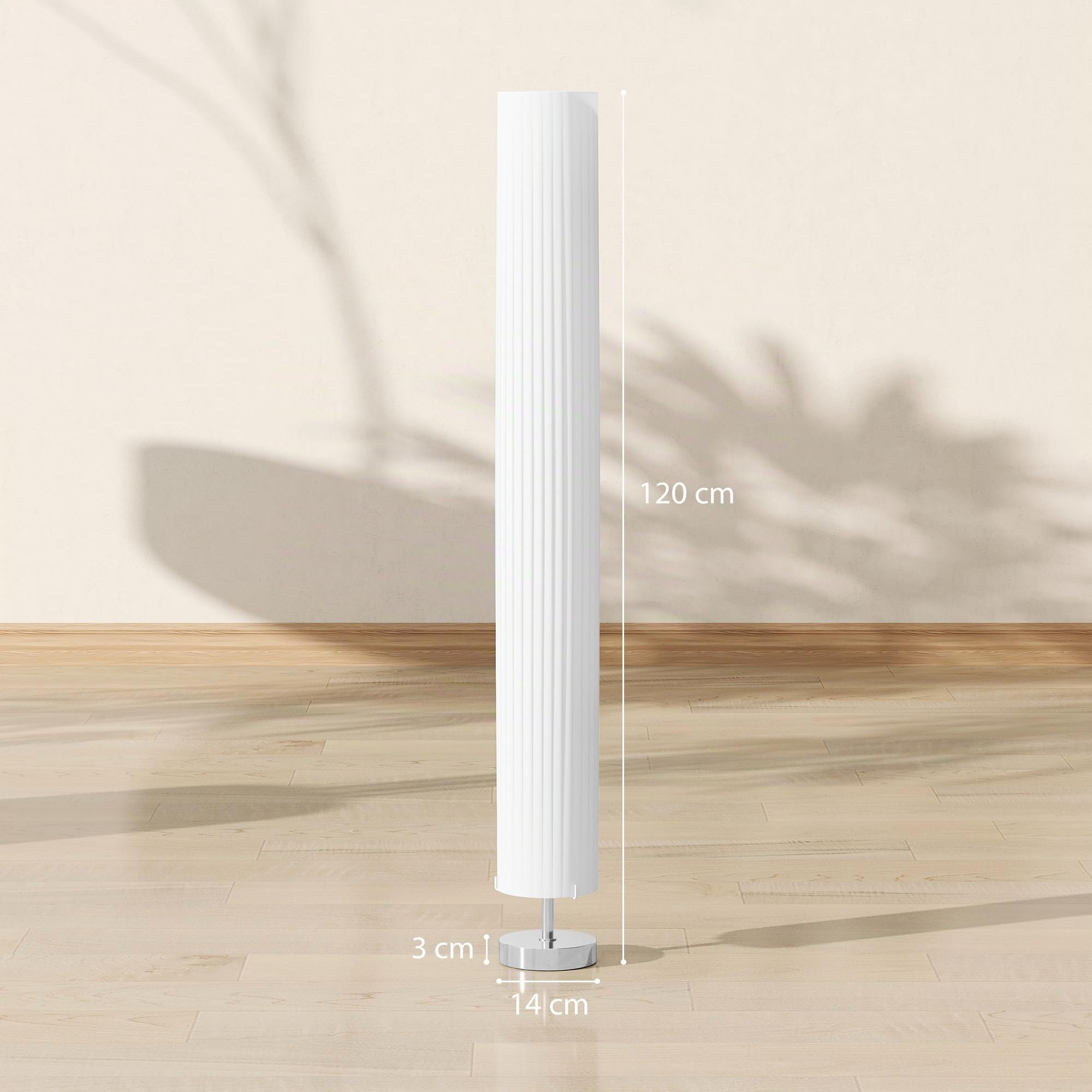 HOMCOM Lampada da terra soggiorno paralume poliestere, 2x E27 | Lampada da terra con interruttore a pedale, base in acciaio, lampada a stelo per camera da letto, ufficio.