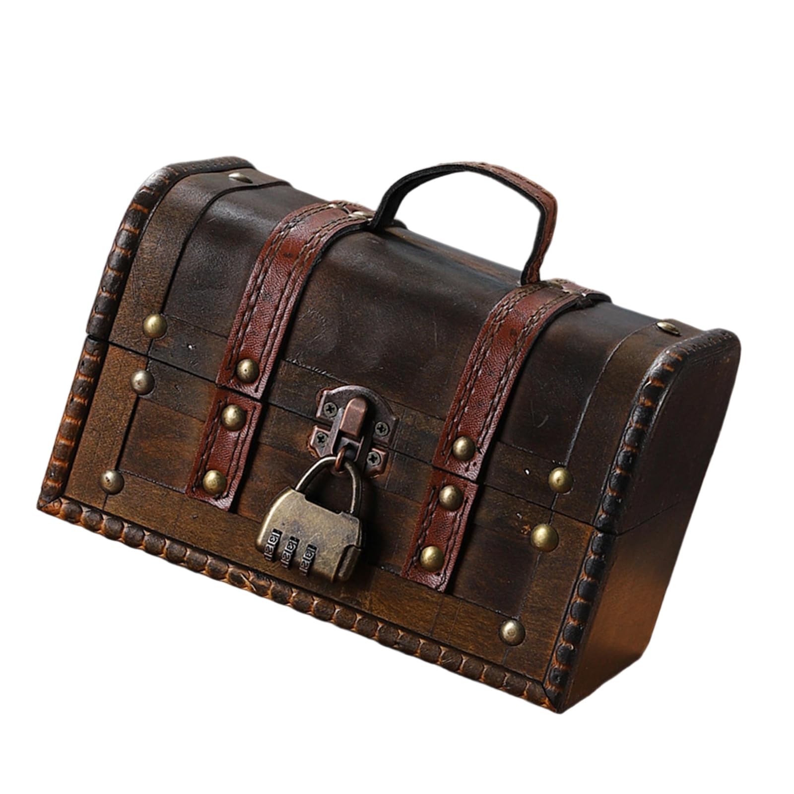 Elnwnnkc Practical Old Fashioned European Styles Sturdy Wood Trunk Stylish Storage Solution for Travelers and Fashion Lovers Travel Suitcases