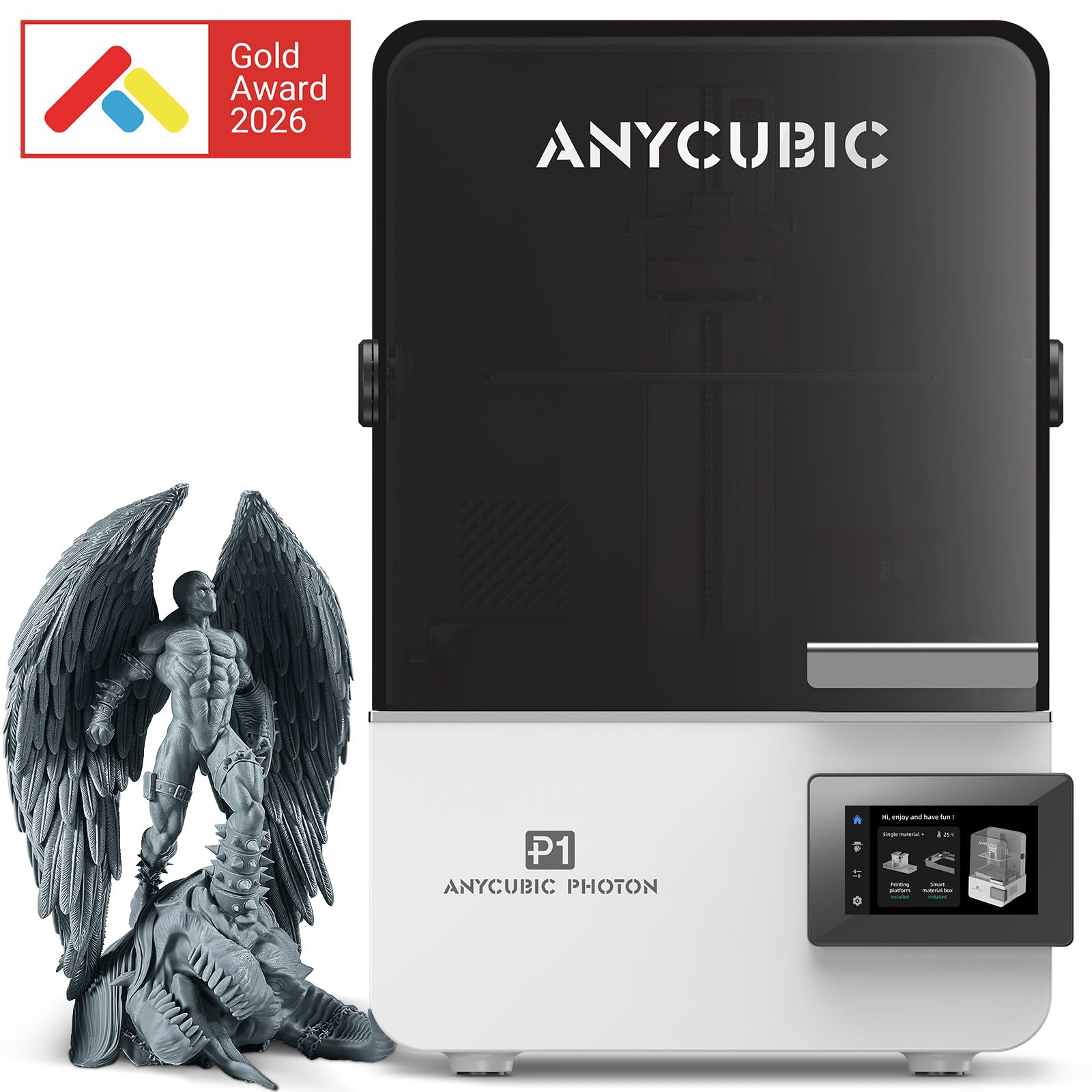 ANYCUBIC Photon P1 Impresora 3D Resin 14K con Placa de Construcción de Acero Rectificado con Precisión, Película de Liberación de Olas, Diseñada para Resina Ultraviscosa de 8000 CPS, 223x126x230 mm