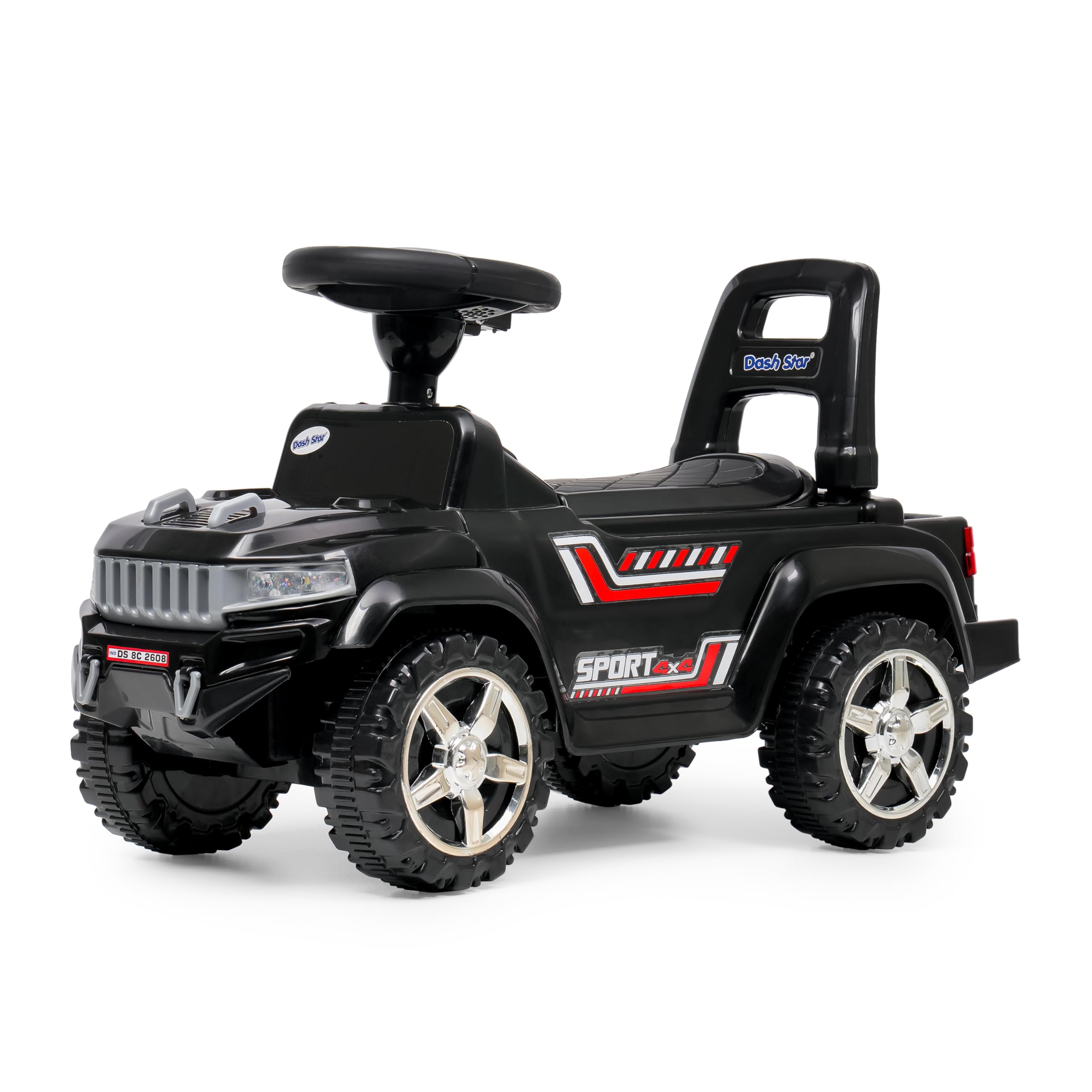 JoyRide Joyride X-Sport Rider 4x4 Ride on Jeep for Kids with Music & Horn Steering with Backrest Jeep Non Battery Operated Ride On (Black)