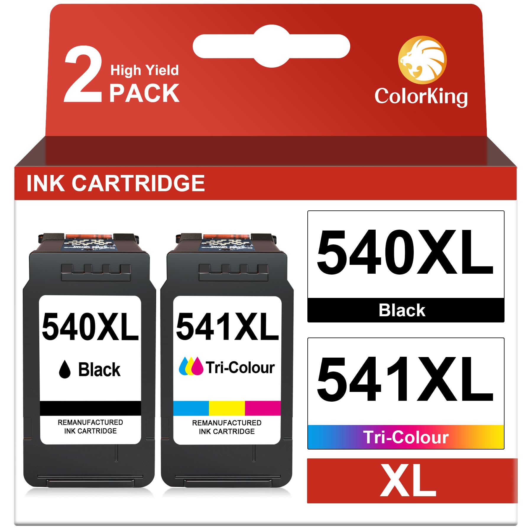 ColorKing PG-540XL CL-541XL Cartucce 540XL 541XL Multipack Compatibile per Cartucce Canon 540 541 XL per Canon Pixma MG3650s TS5150 TS5151 MG3600 MG3650 MG4250 MX475 MX515 (1 Nero, 1 Tricolore)
