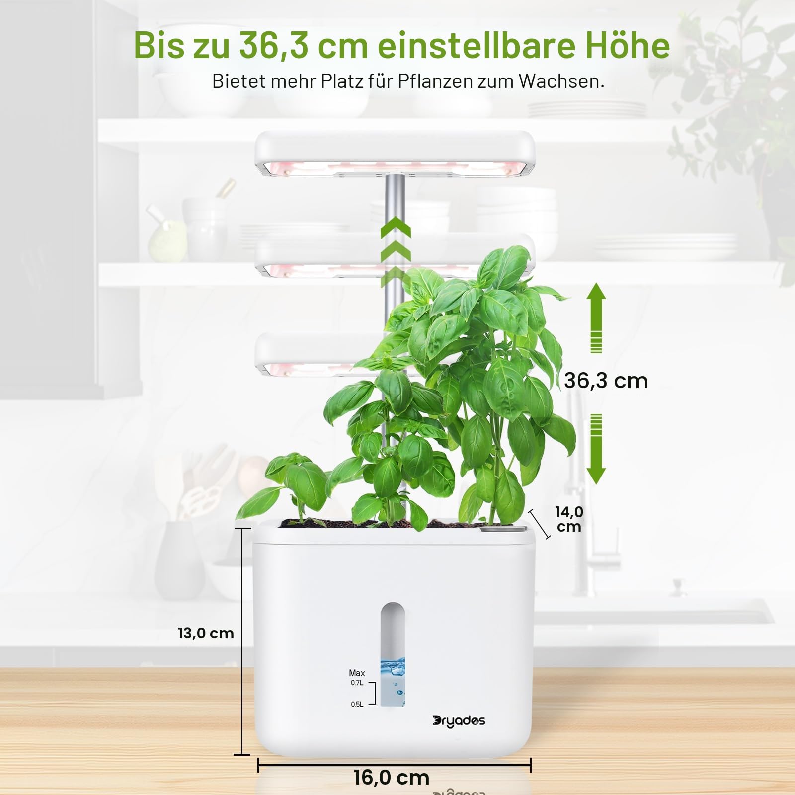 Indoor-Garten Kleines intelligentes Boden-Gartenbau System mit 17-Watt-LED-Wachstumslampe, Automatischer Timer, Selbstbewässernder Pflanztopf, Geschenkideen für Mütter und Frauen(Ohne Samen & Erde)