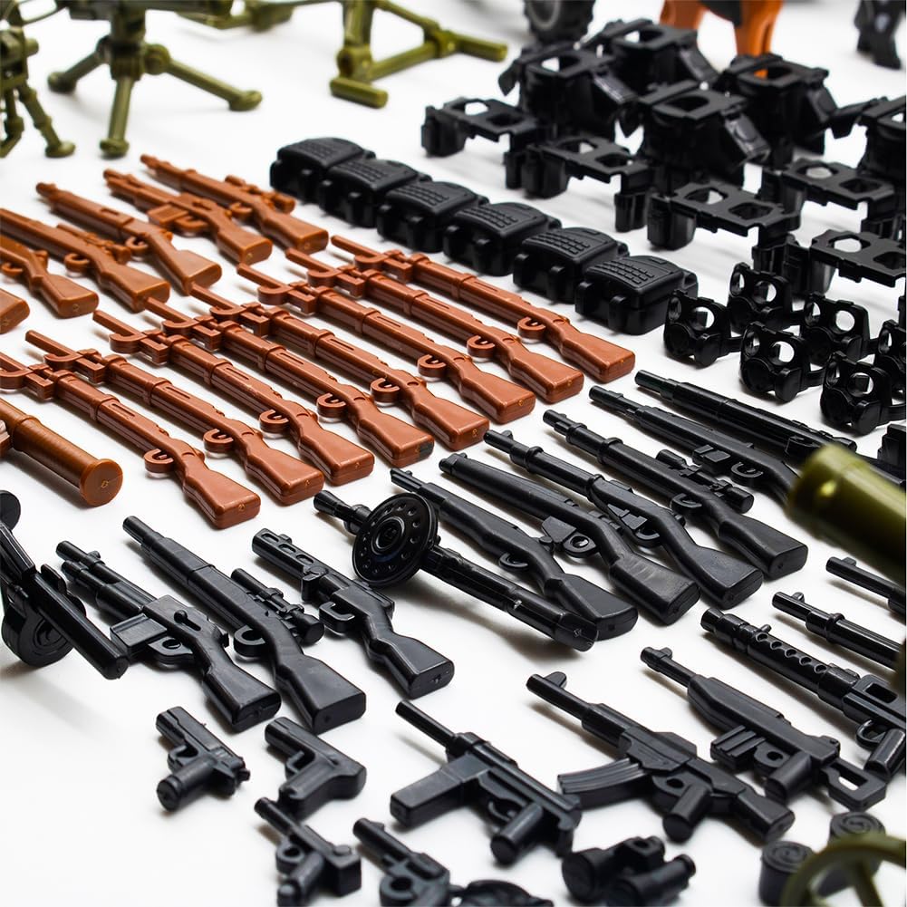 WW2 Military Soldier Weapons Pack Accessories Kits Toys, Army Equipment Gear Sets Blocks Model Weapon Sets for German Soldier Figures, Accessories Compatible with Major Mini Figure, Birthday Gift