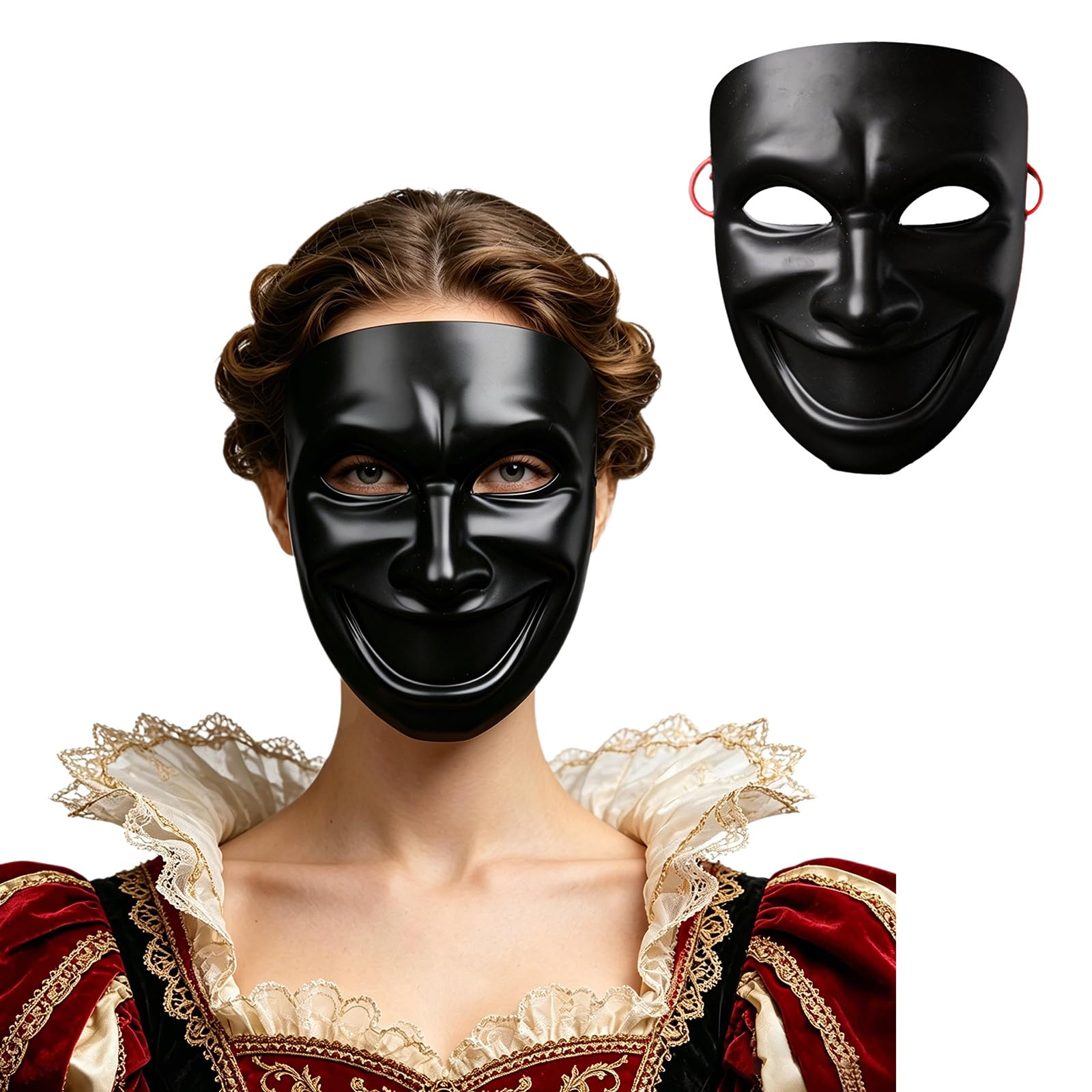 JanJean Full Face Mask Halloween Masks for Rave Cosplays Costumes Entertainment Gear Carnival Decor Black Smile Face One Size