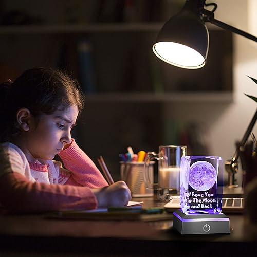 Miniatura 19 de hochance - Lámpara de decoración Rosa, luz nocturna multicolor de cristal 3D, ideas de regalos para Navidad para novia, esposa, madre, pareja