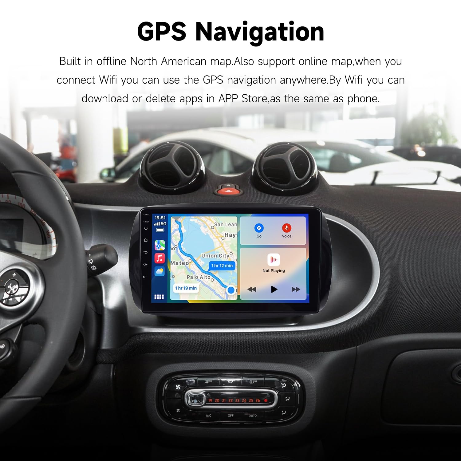 Autoradio per Smart 453 (2015–2020) – Display 9" HD, Android con Apple CarPlay Wireless & Android Auto, 4GB RAM 64GB ROM, CANBUS Incluso, Design OEM