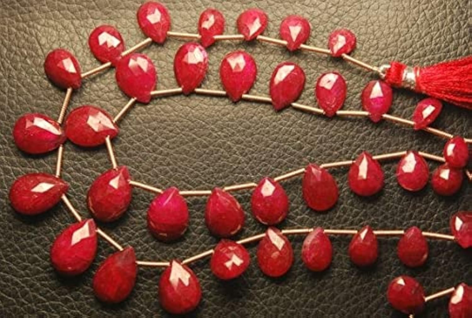 Perle rubis facetté poire briolette 10-12mm en fil de 7 pouces pour création collier et DIY