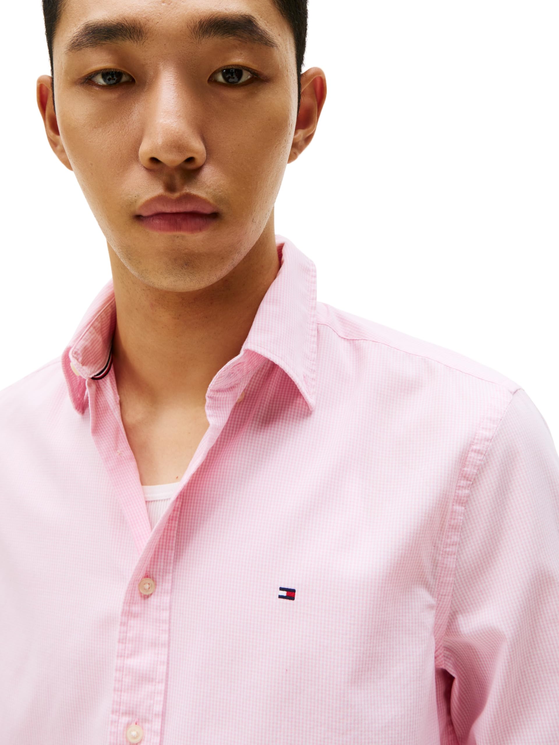 Tommy Hilfiger Uomo Camicia Flex Poplin Micro Gingham Regular Fit