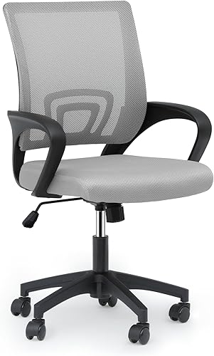 Miniatura 42 de MoNiBloom Silla de oficina de malla para el hogar, silla giratoria ergonómica con respaldo medio con asiento acolchado y reposabrazos, capacidad de