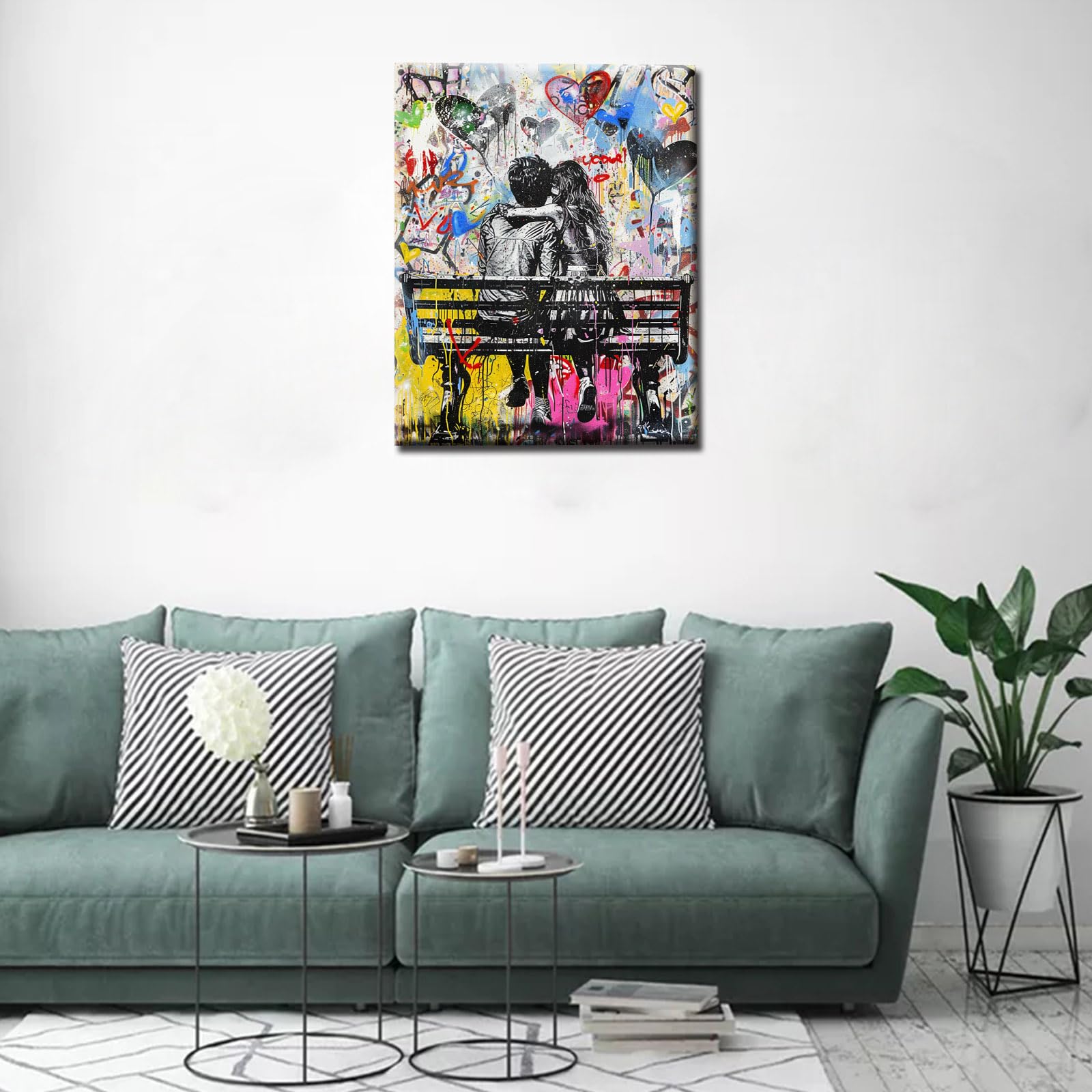 Tucocoo Graffiti Wall Pictures for Bedroom Banksy Couple, Love Painting, 1 Panel, Canvas, Street Pop Art, Abstract Artwork - Image 2