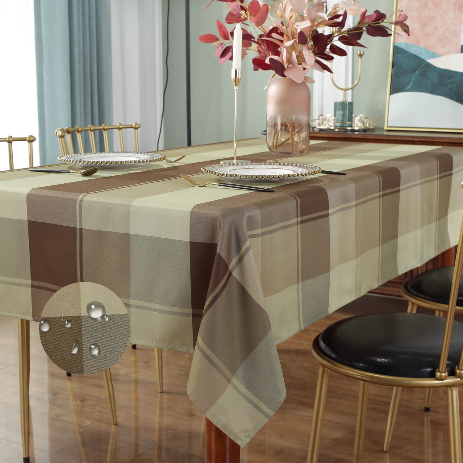 Rectangle Tablecloth 52 x 70 Inch Checkered Table Cloths Spillproof Anti-Shrink Soft and Wrinkle Resistant Decorative Fabric Table Cover for Kitchen