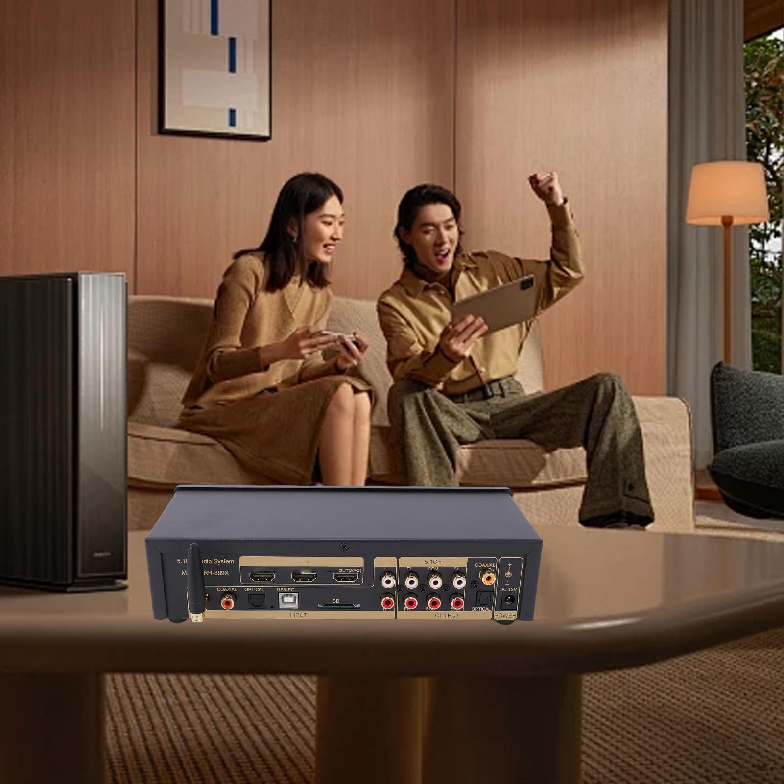 XUMIUZIY 5.1 Surround Sound Decoder Konverter, 4K HDMI ARC Optisches Koaxial USB Digital Analog Sound Decoder System 192 kHz 32 Bit, mit BT 5.0 Empfänger Ausgangsmodi (EU-Stecker)