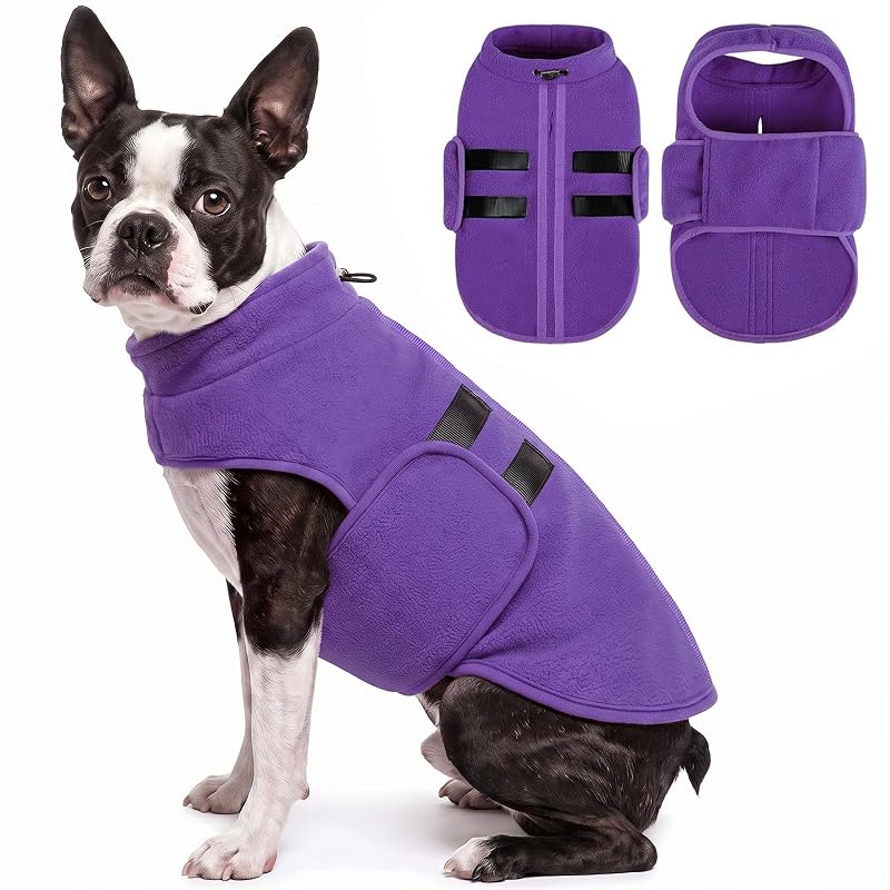 Suéter para cães de fleece com abertura para guia Queenmore, Lavanda, tamanho Grande (Large)