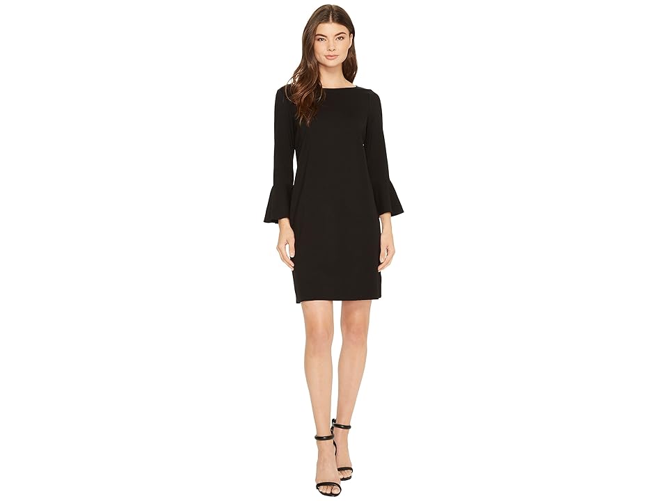 

Three Dots Shift Dress with Flounce (Black) Women's Dress