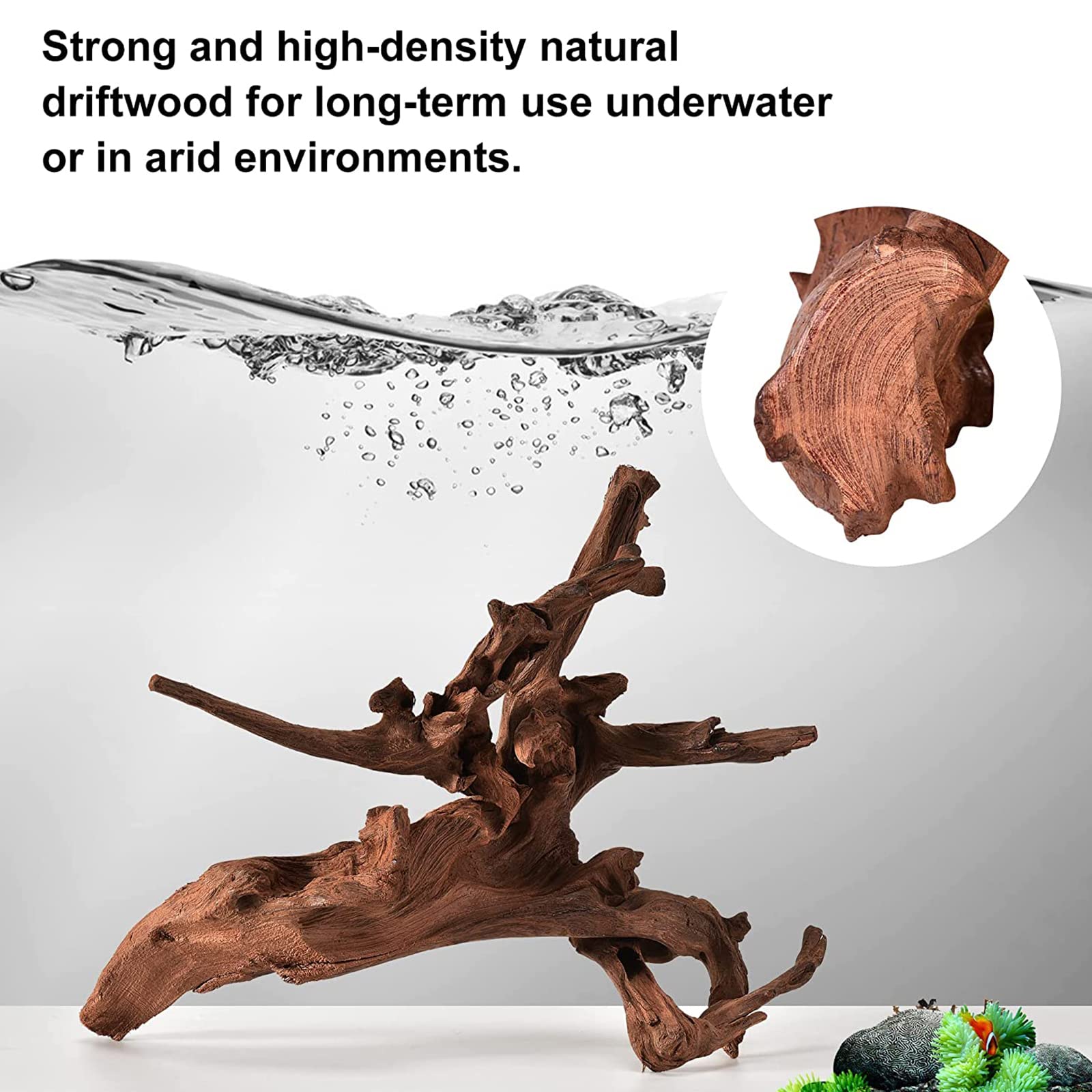 Decoración de madera flotante para acuario, escondite de troncos de madera natural, adornos betta, ramas de forma irregular, árbol de madera flotante, agua dulce, bajo el agua, betta, mediano y