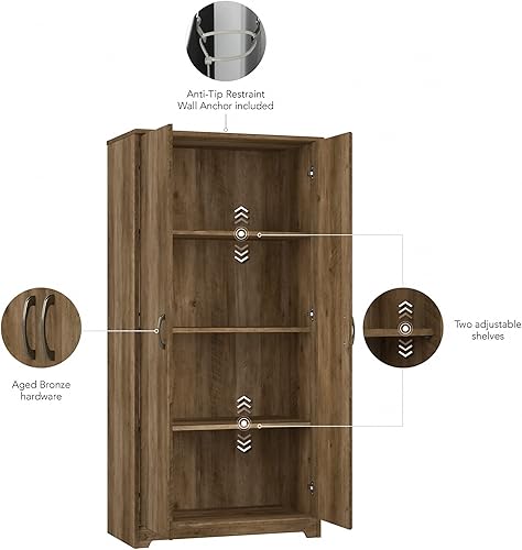 Miniatura 5 de Bush Furniture Cabot - Armario de despensa de cocina con puertas, alto, pino recuperado