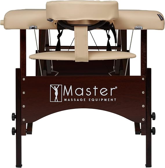 Master Massage 71 cm Argo Portable Massage Table in Black with Walnut Legs - Ideal for Spa Treatments, Tabletop Exercises, Beauty, Tattoo, and Lash Services(Cream)