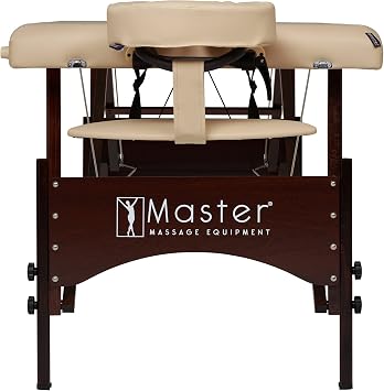Master Massage 71 cm Argo Portable Massage Table in Black with Walnut Legs - Ideal for Spa Treatments, Tabletop Exercises, Beauty, Tattoo, and Lash Services(Cream)