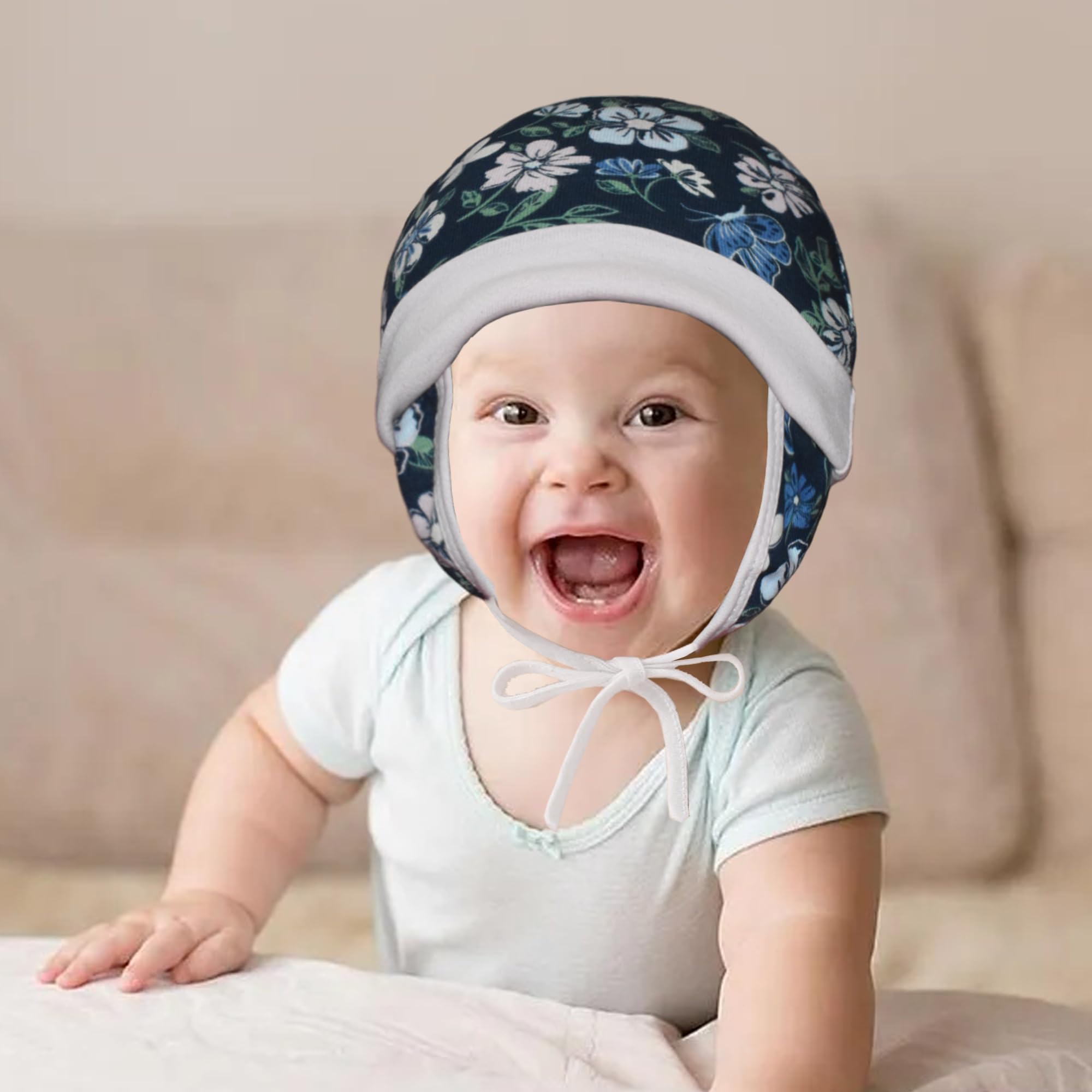 VParents Cotton Cap for New Born Baby Baby Boy&Girl (0-6 Months)-Pack of 3 Multicolor - Image 7 thumbnail