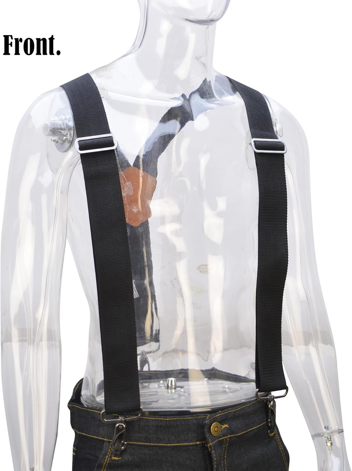 WELKINLAND 2Inch Y-Back Mens Suspenders, Heavy-Duty Suspenders Y Back, Wide Mens Suspender Hooks for Jeans Heavy Duty, Black Men Suspender Pants - Image 2