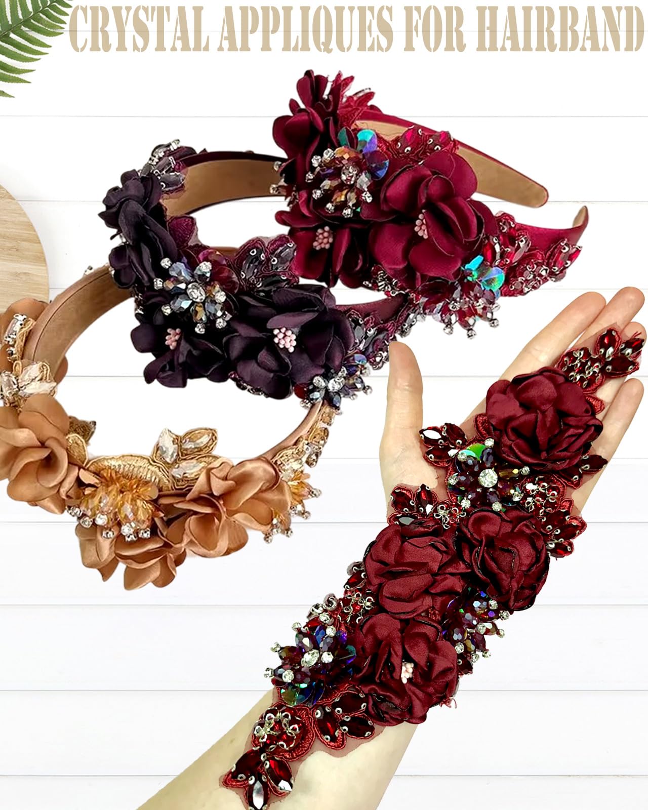 1 aplique de diamantes de imitación hecho a mano para ropa, parches de tela de flores 3D para vestido de novia, apliques de encaje bordado con cuentas brillantes para sombrero, diadema para el pelo